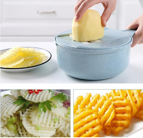 8-in-1 mandoline slicer, vegetable cutter, potato peeler with sieve