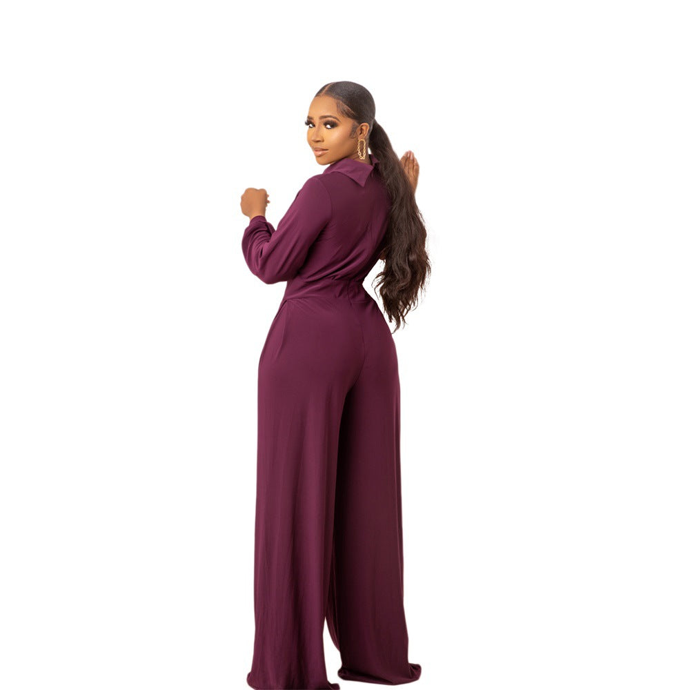 Europe And America Solid Color Casual Women's Jumpsuit