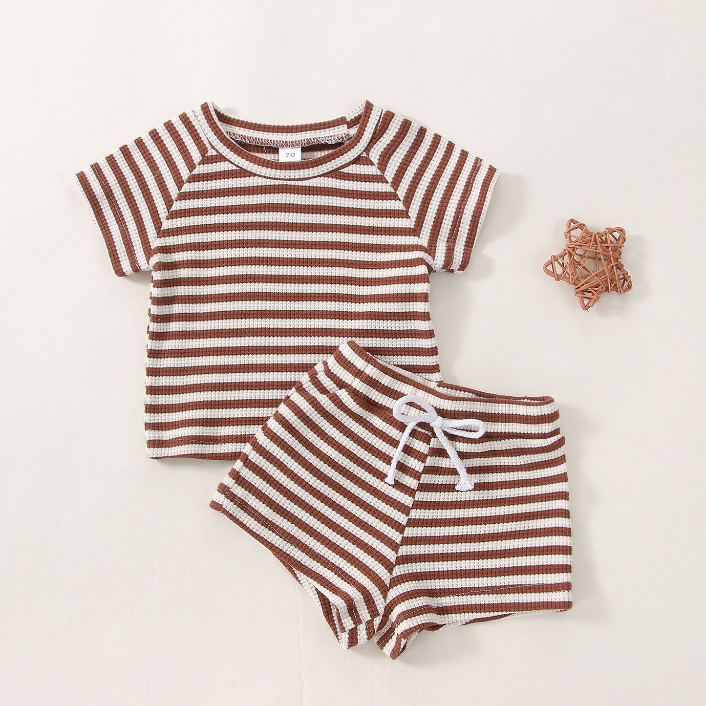 Children's Waffle Stripe Short Sleeve