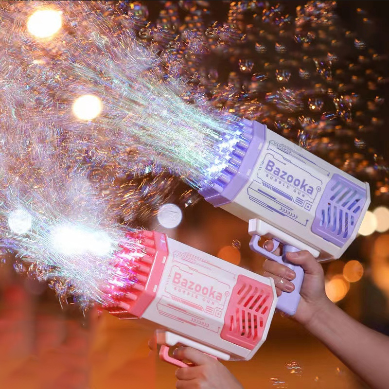 Soap Bubble Gun Rocket 69 Holes Automatic Blower with Light