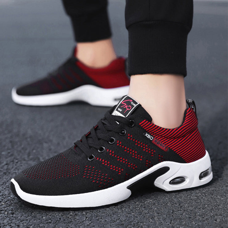 Modische Mesh-Schuhe mit Streifendesign für Herren, atmungsaktive Outdoor-Sneaker mit Schnürung, lässige, leichte Laufsportschuhe für Herren