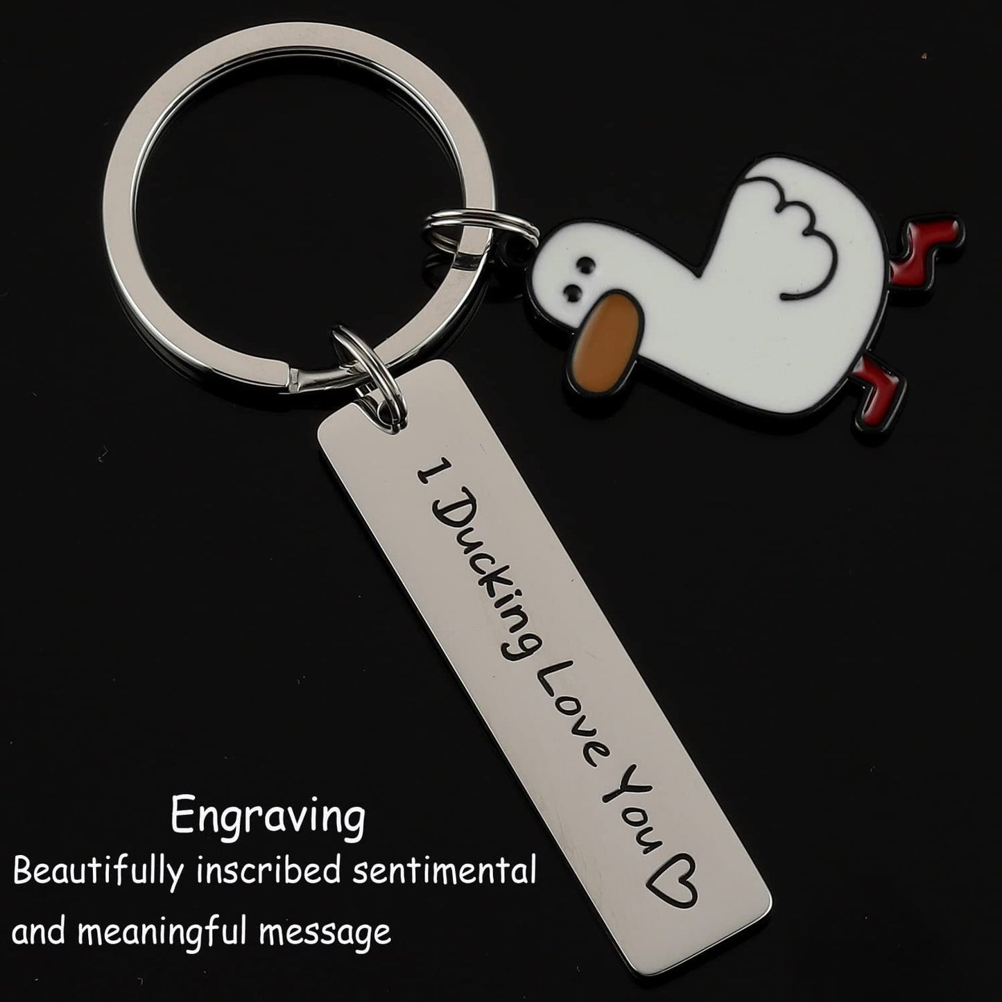 Cute Pet Duck Shape Stainless Steel Key Ring