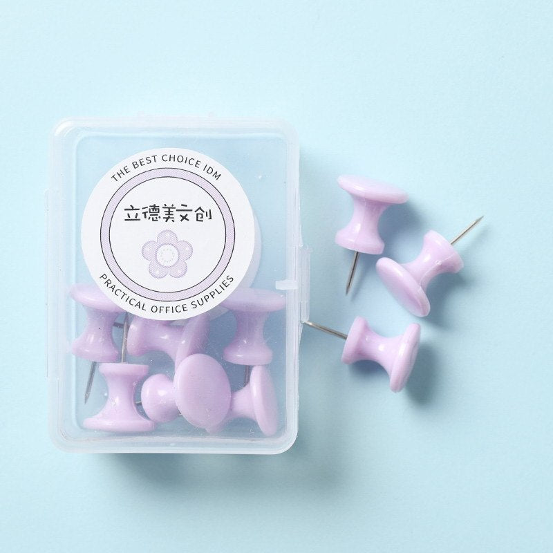 Macaron Color Boxed Push Pin Simple Creative Large Small Size Plastic Pushpin Office Supplies