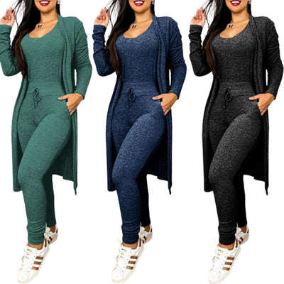 Modisches Jumpsuit- und Cardigan-Set für Damen