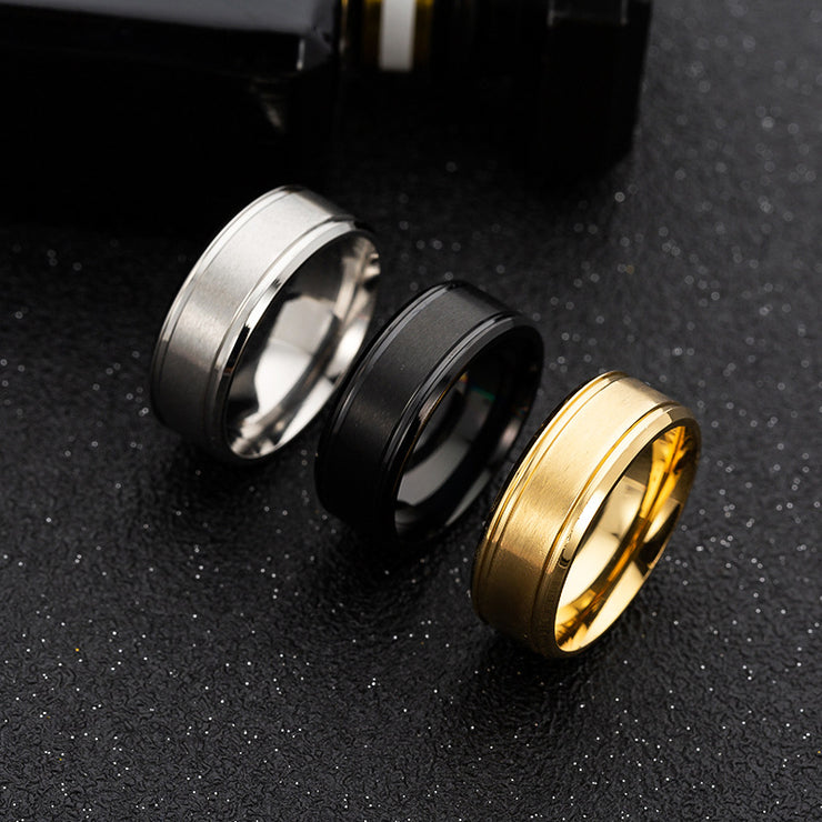 Eheringe für Herren, Schwarz, Silber, Gold, 8 mm