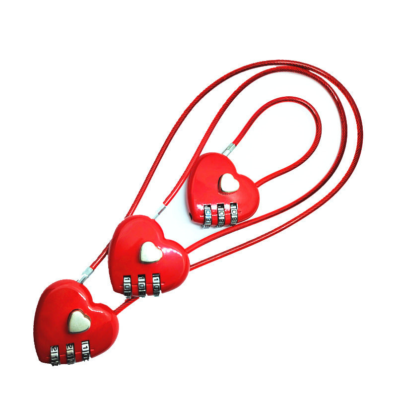 Peach Heart Long Wire Rope Love Lock