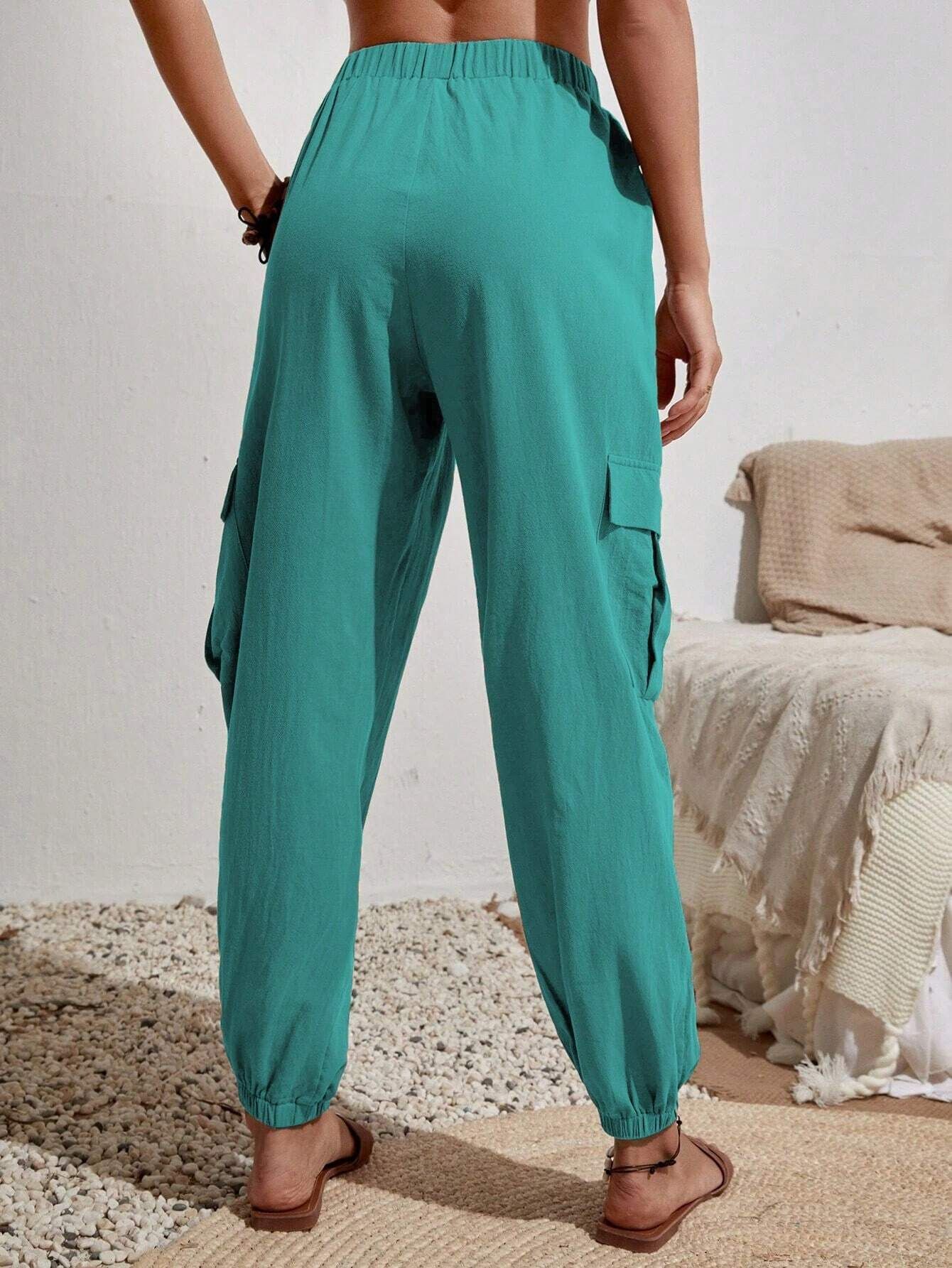 Drawstring pants with pockets for summer, casual, versatile