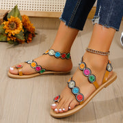 Mode Peacock Stickerei Muster flache Sandalen