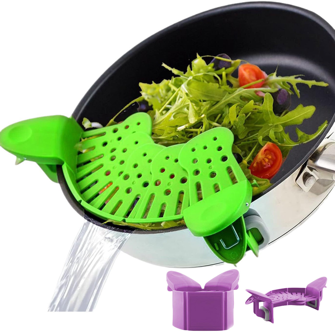 Universal Silicone Clip-on Pan Pot Strainer Anti-Spill Pasta Colander Food Rice Fruit Sieve Kitchen Gadgets