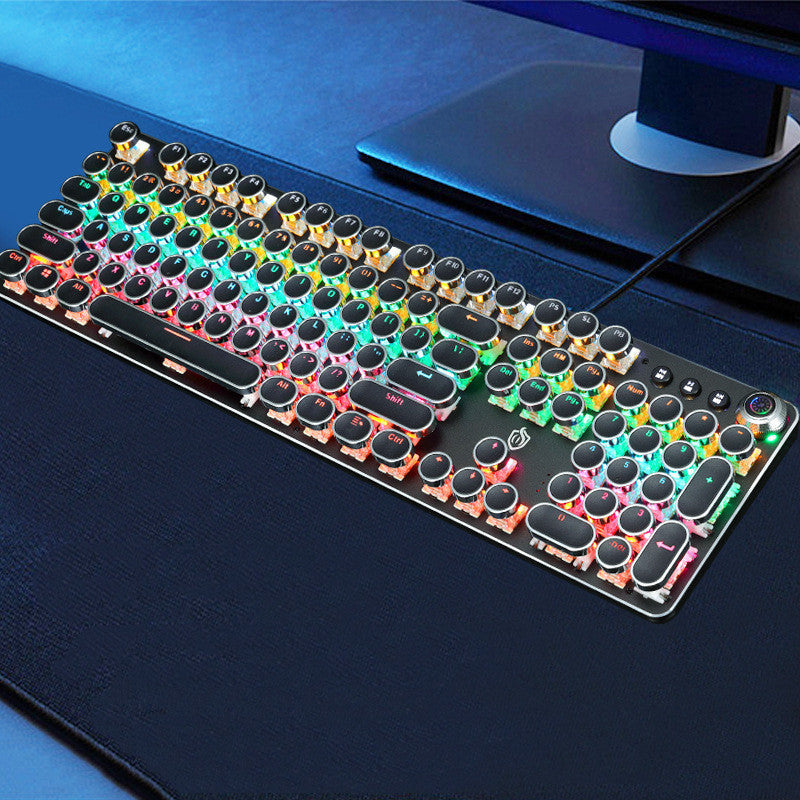 Mechanical keyboard with luminous retro punk electroplating button