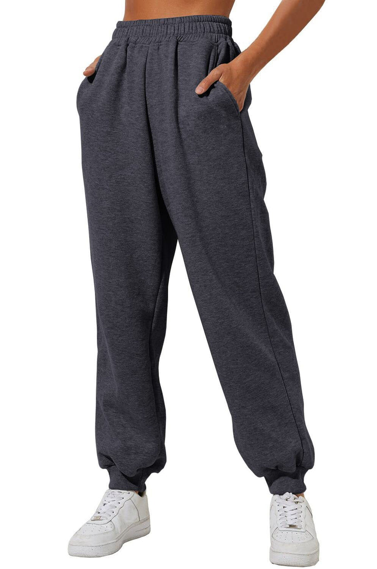 Damenhose mit Taschen, hohe Taille, lockere Jogging-Sporthose, bequeme, lässige Sweatshirthose