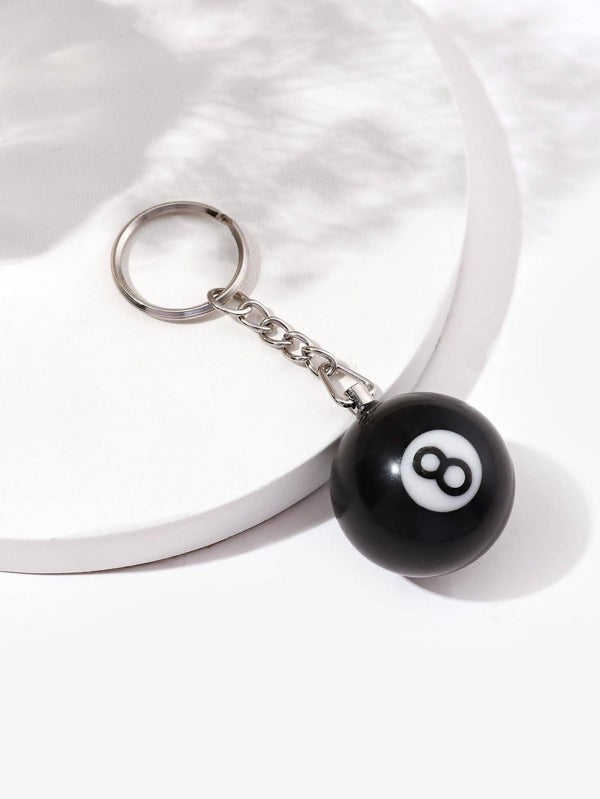 Pure Black No. 8 Billiards Keychain