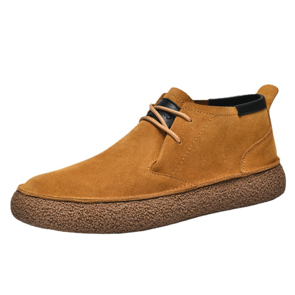 Matte Leather Mercerized Suede Leather Mid-top Board Shoes