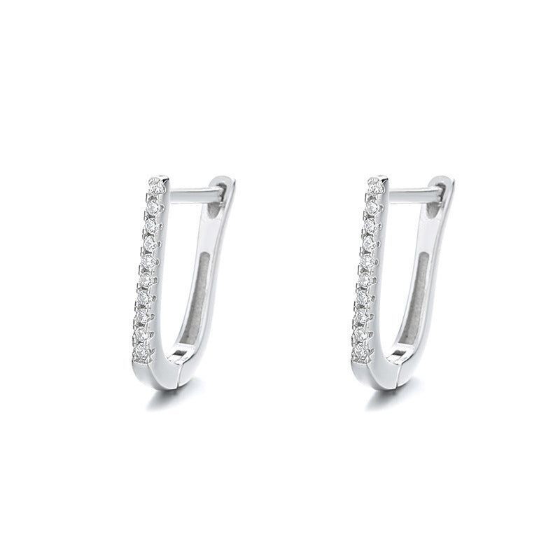 925 Sterling Silver Geometric U-Shaped Earrings Women Design Sense