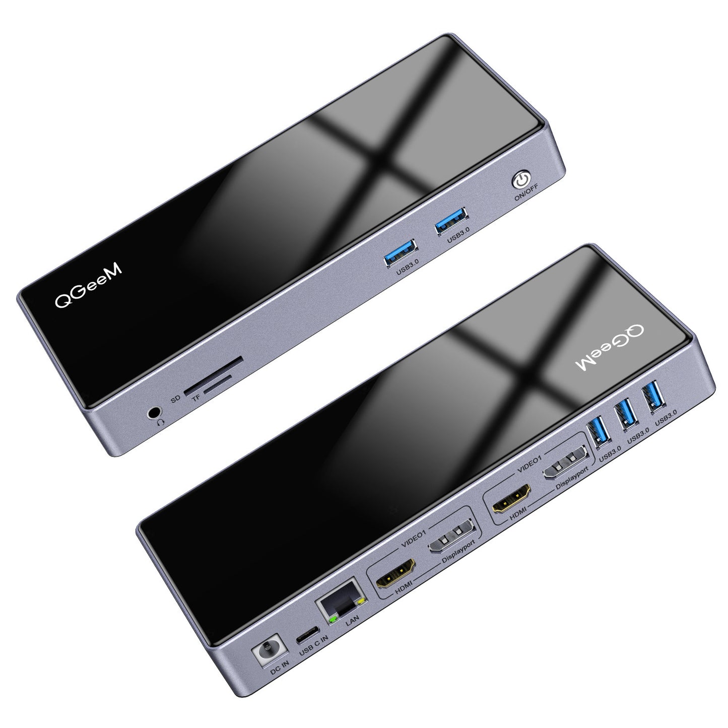 QGeeM 15in1 Type-C Multi-function DisplayLink Docking Station Single 5K Dual 4K Multi-system Compatible