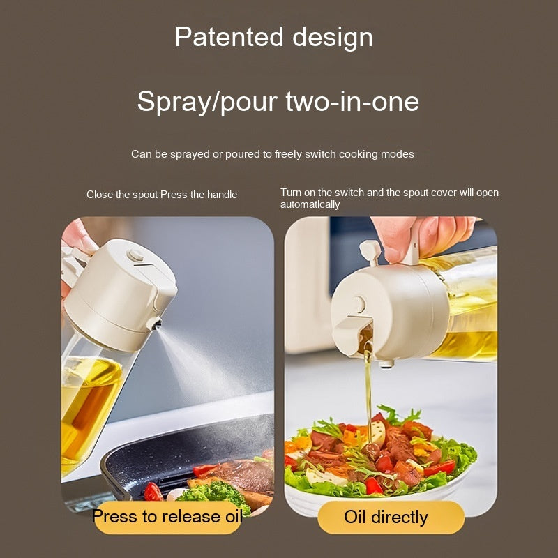 Two-in-One Glass Oiler Automatic Pressing Large Capacity Spray Oil Dispenser Bottle