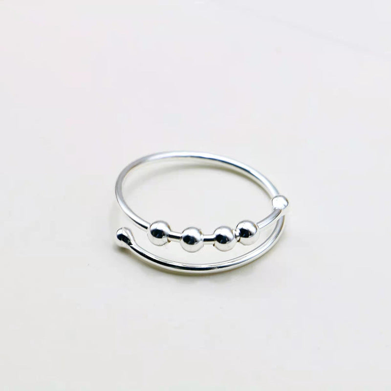 Women's S925 Sterling Silver Turnable Decompression Ring