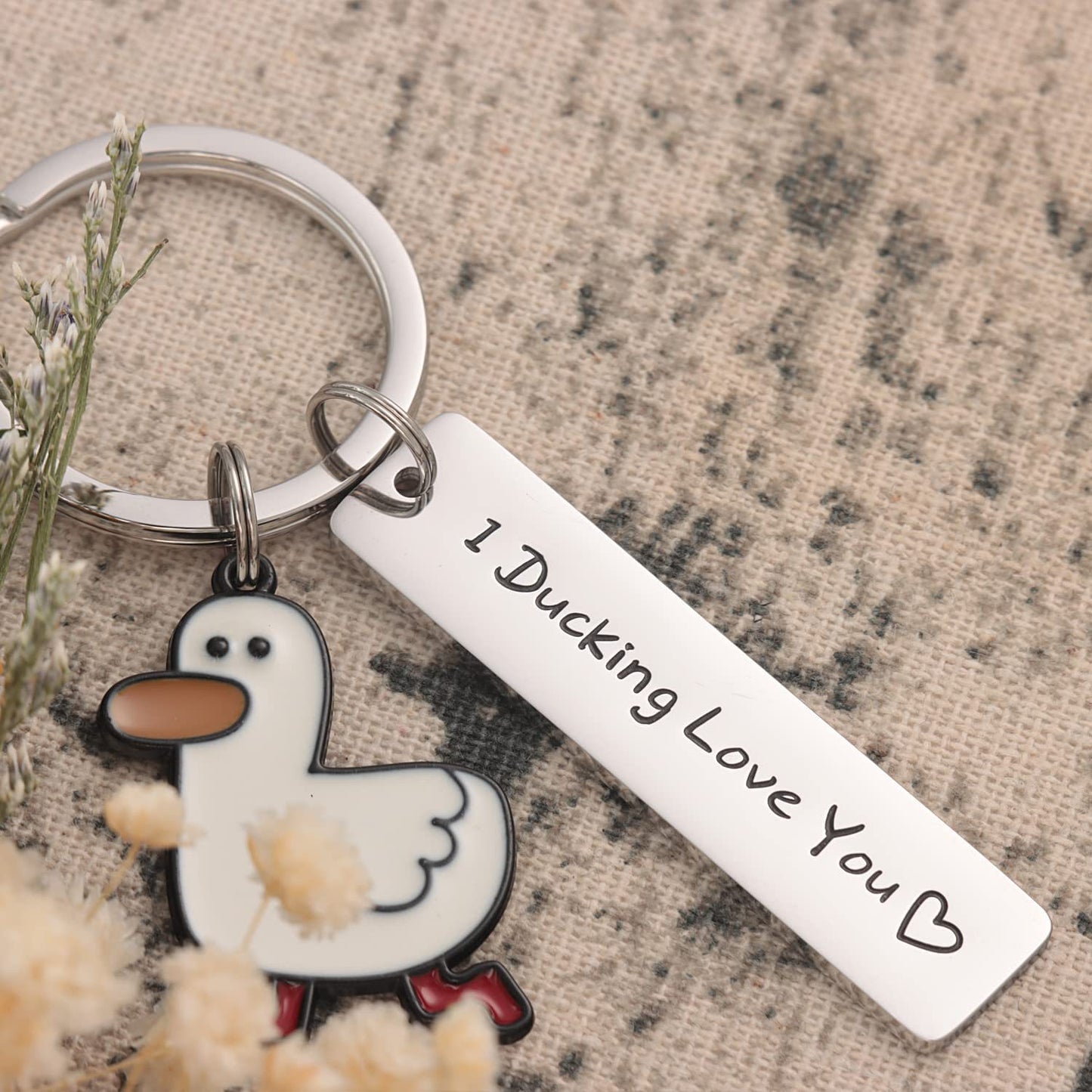 Cute Pet Duck Shape Stainless Steel Key Ring