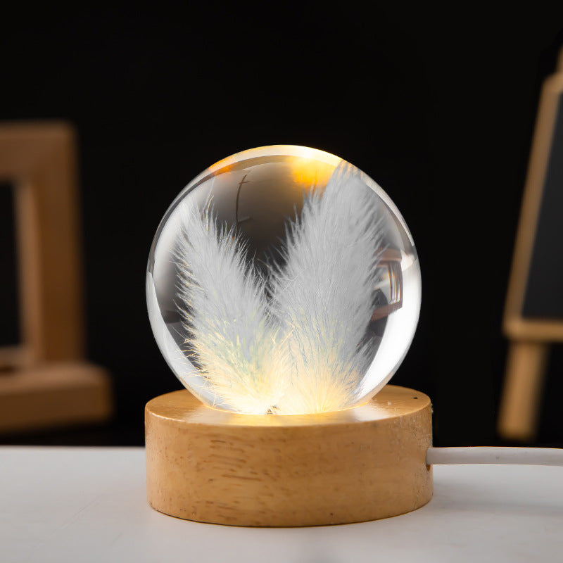 Dandelion Crystal Ball Glowing Night Light Eternal Flower