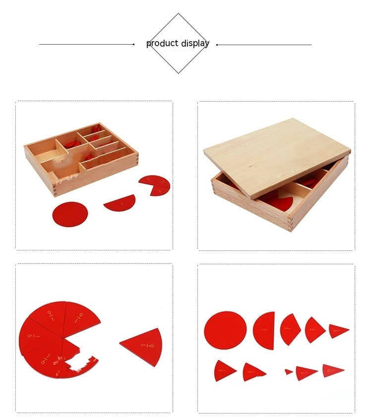 Montessori Primary School Mathematics Teaching Aids Wooden Round Decomposition Angle Meter