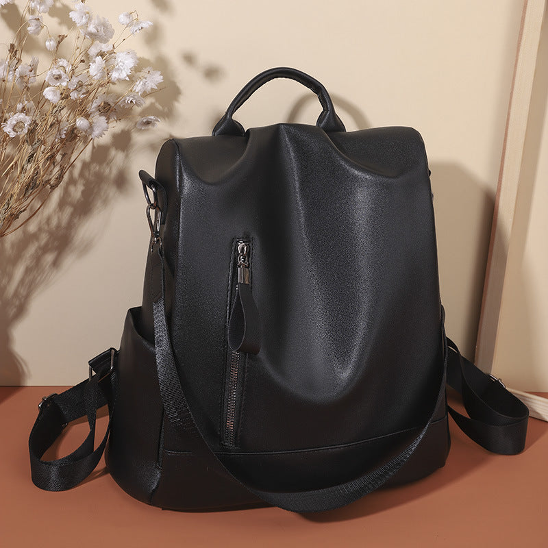 Women's Bag PU Soft Leather Structured Backpack Fashion Hong Kong Style