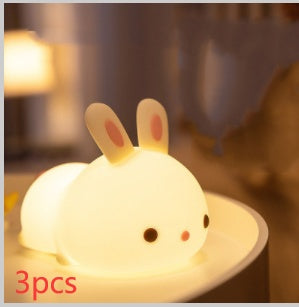 Neujahrs Geschenk Kaninchen Silikon Lampe Pat Fütterung Kreative Nacht Licht Kinder Spielzeug