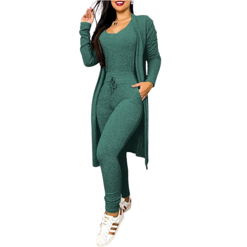 Women's Fashion Jumpsuit And Cardigan Set