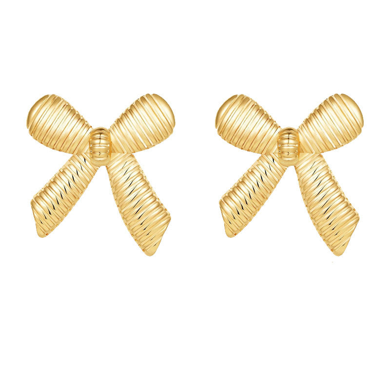 Women's Simple Spiral Bow Metal Alloy Earrings