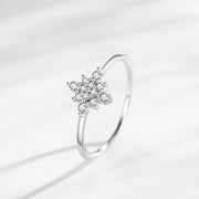 S925 Sterling Silver Simple Personalized Snowflake Female Elegant Sweet Fine Ring