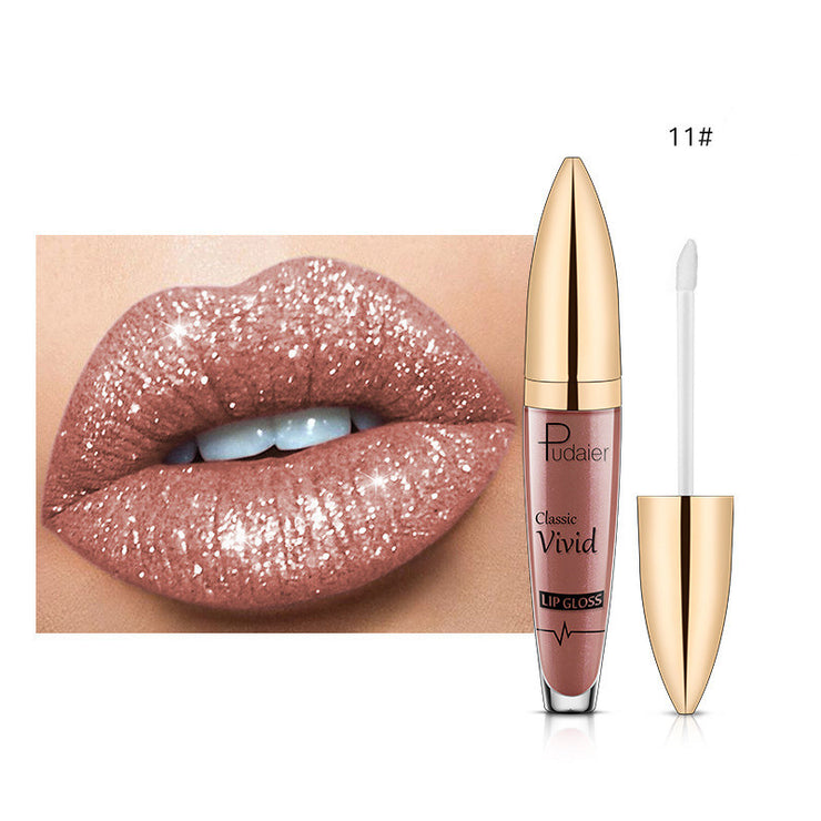 Pudaier Sip Glitter Flip Matt Schimmer Lipgloss Keine Flecken auf der Tasse Diamant Lippenstift