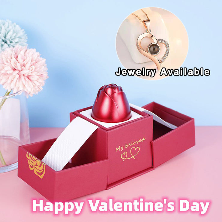 Heiße Valentinstag Geschenke Metall Rose Schmuck Geschenk-Box Halskette für Hochzeit