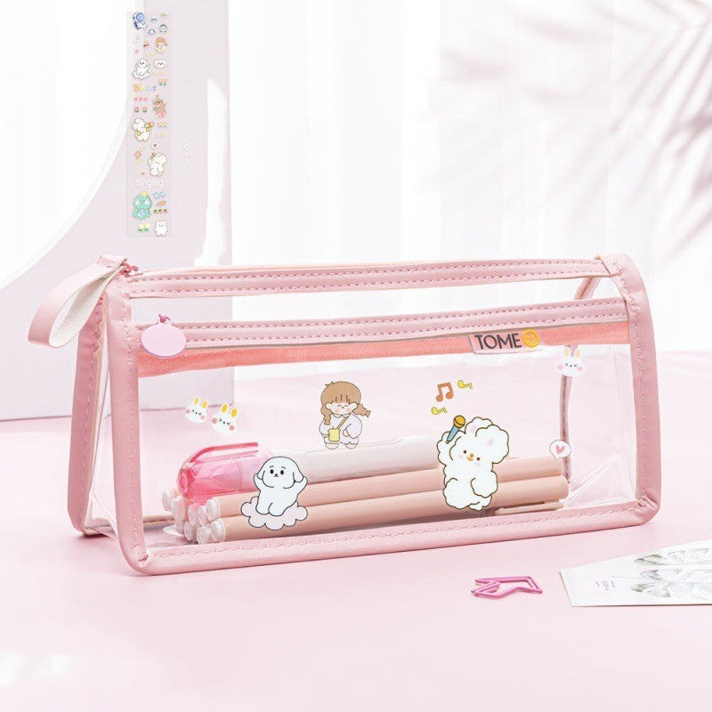 Transparent Double-layer Pencil Case Exam Special Large Capacity