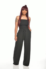 Lässiger Jumpsuit mit weitem Bein und quadratischen Schultern für Damen