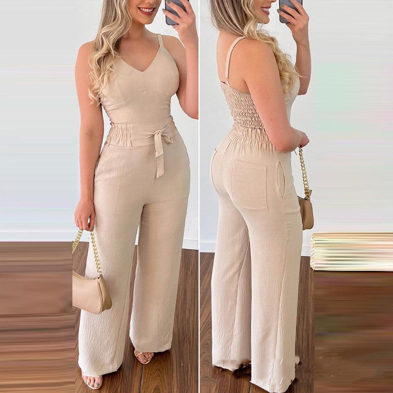 Women's Camisole Straight-leg Pants Casual Suit