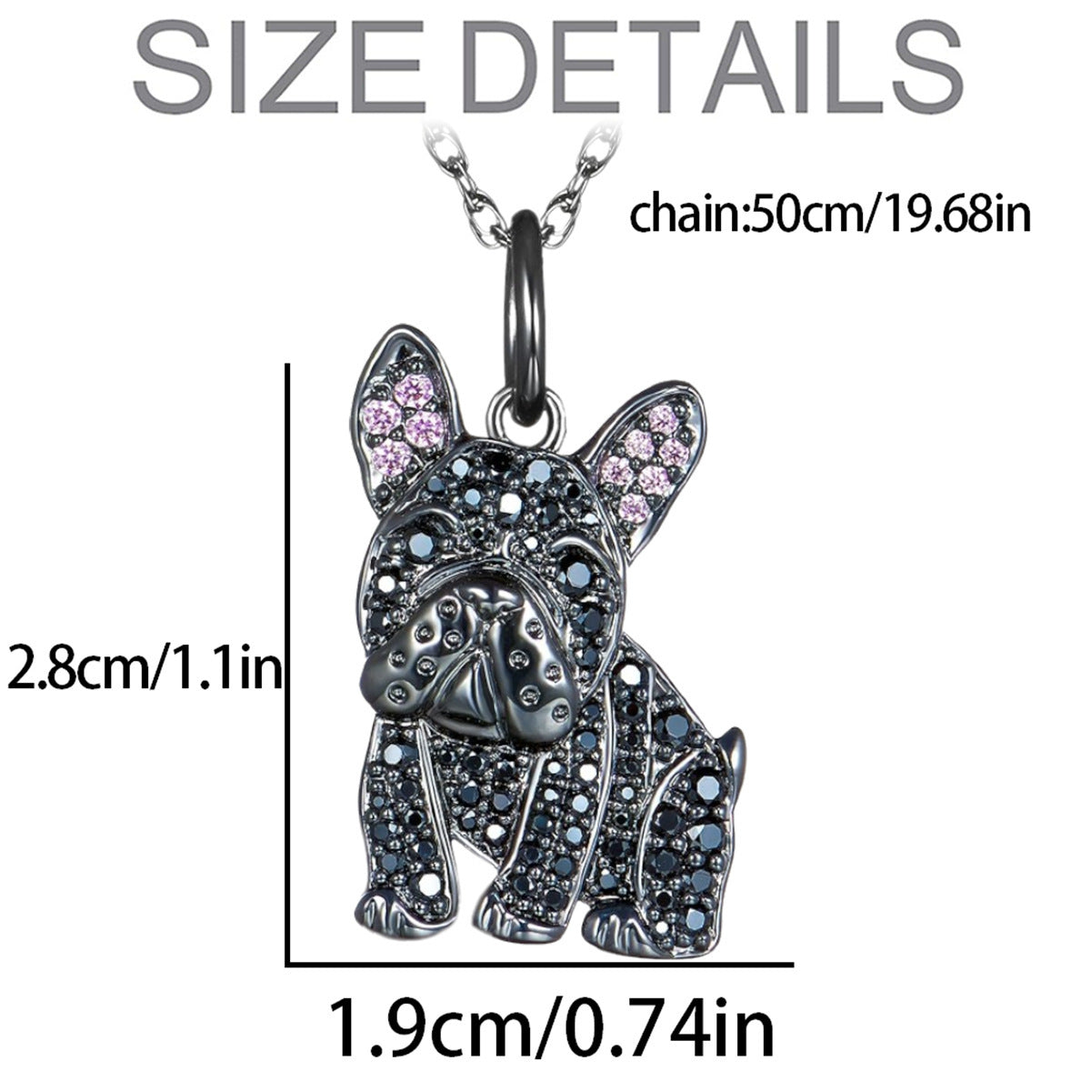 Black France Dog Shaped Pendant Necklace