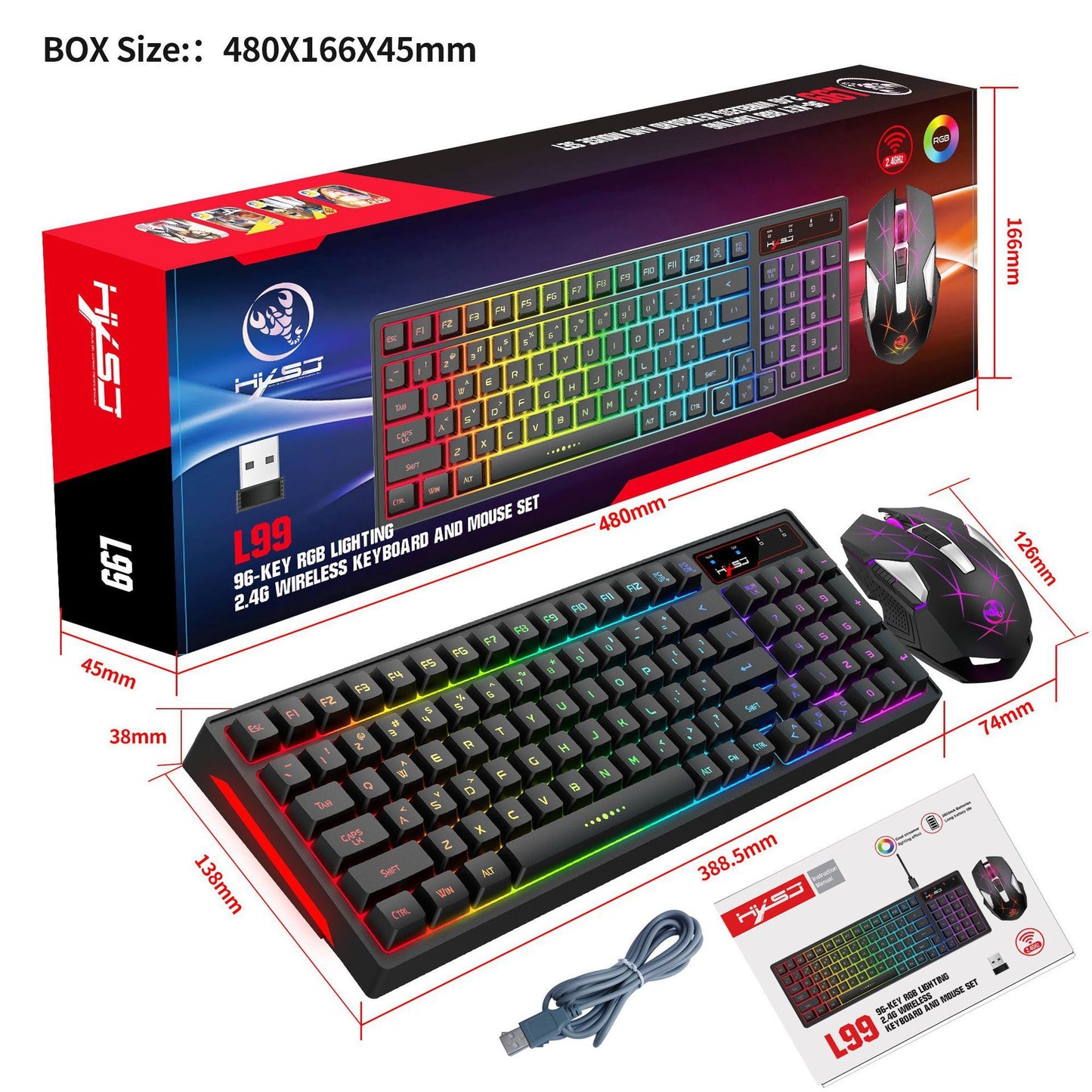 L99 Wireless Rechargeable 2.4G Keyboard and Mouse Set