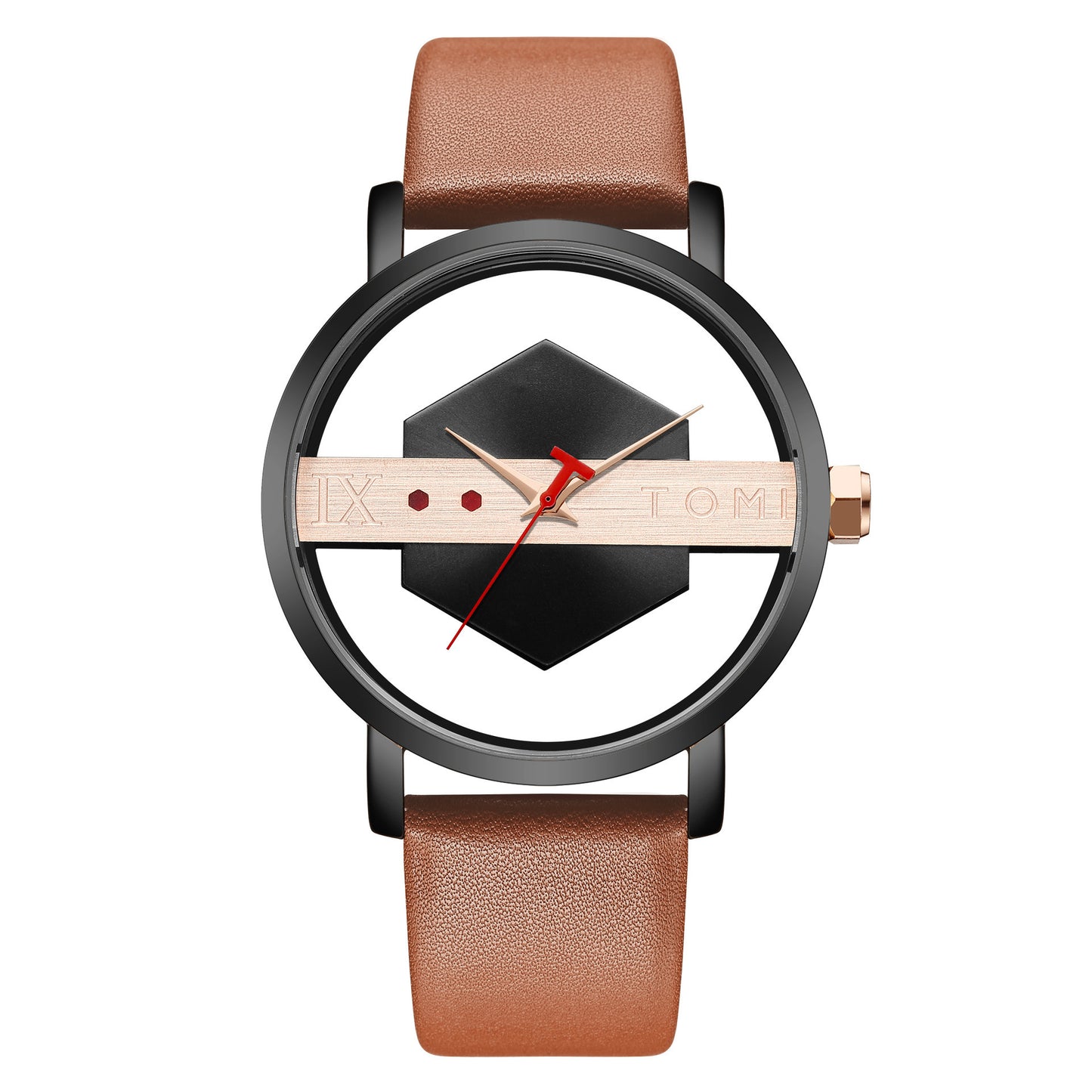 Hollow Out See-through Unisex Leather Casual Fashion Quartz Watch