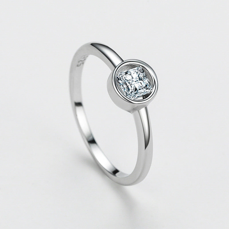 S925 Sterling Silver Artificial Diamond Zircon Ring Female Japanese And Korean Style