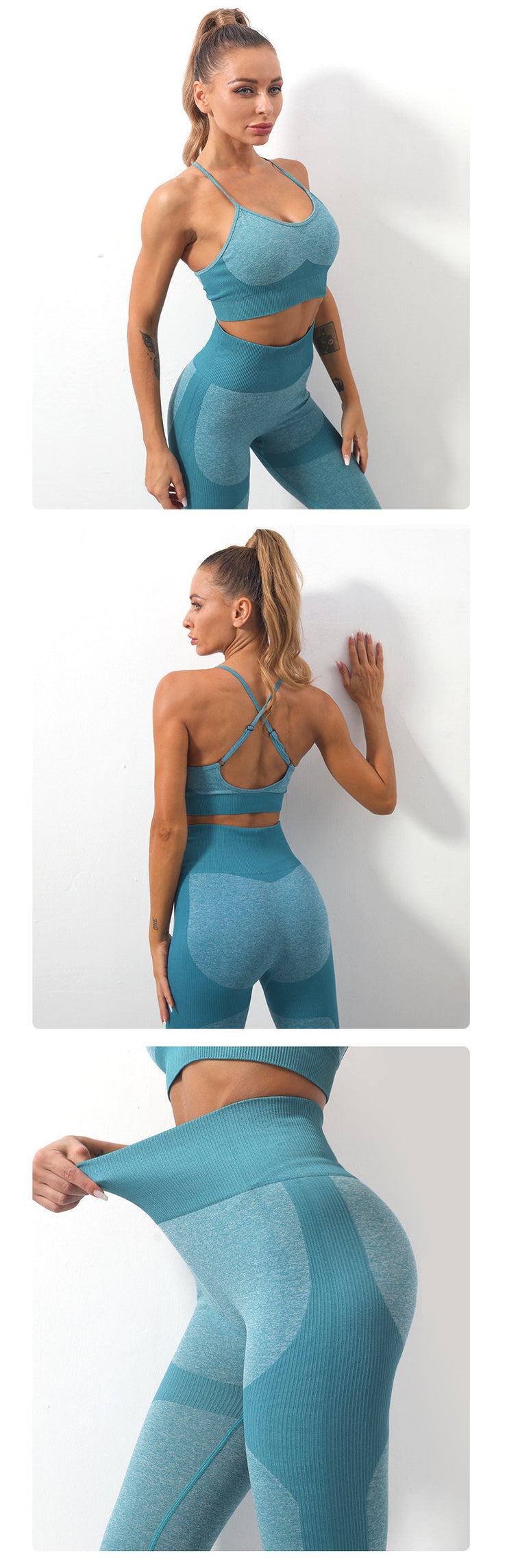 Nahtlos gestrickter Sling-Sport-BH für Damen, Yoga-Anzug