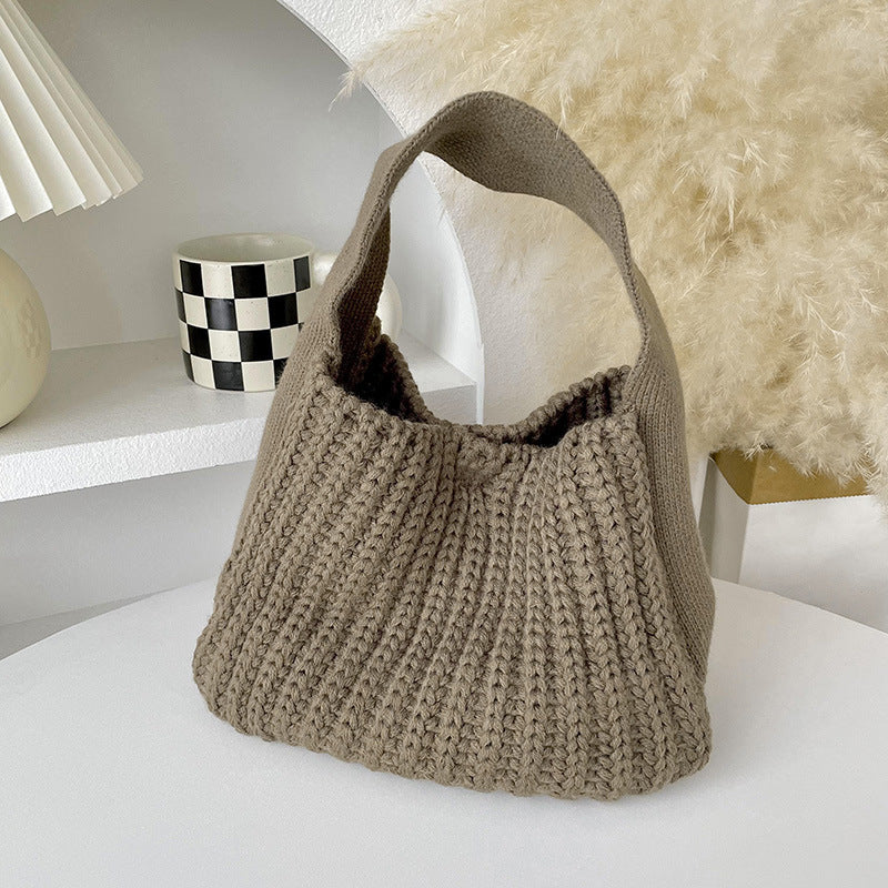 Simple All-match High-grade Wool Knitted Handbag