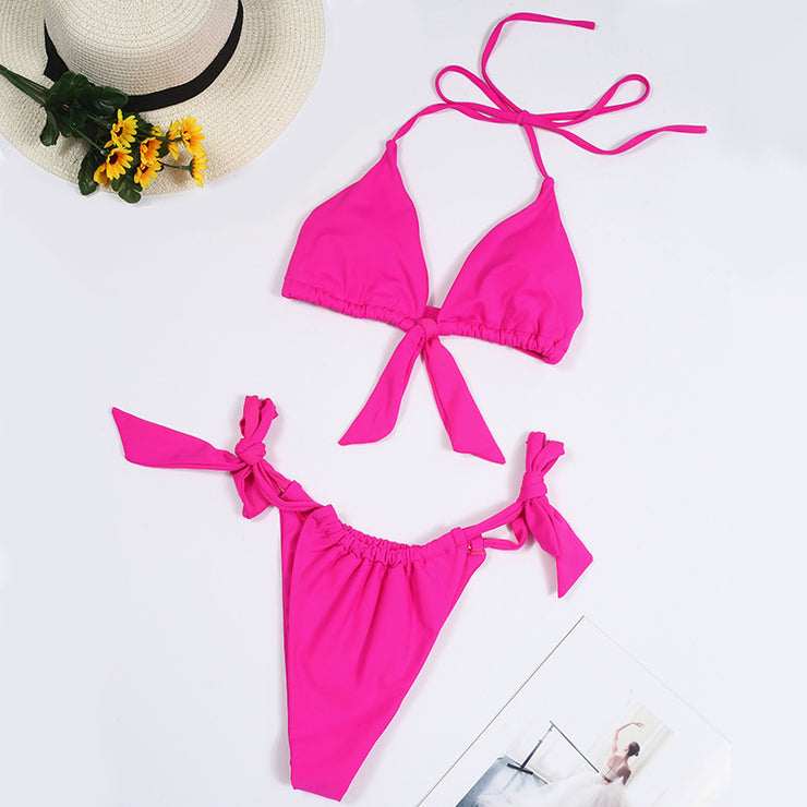 Bikini Mehrfarbigen Halter Neck Tie Große Brüste