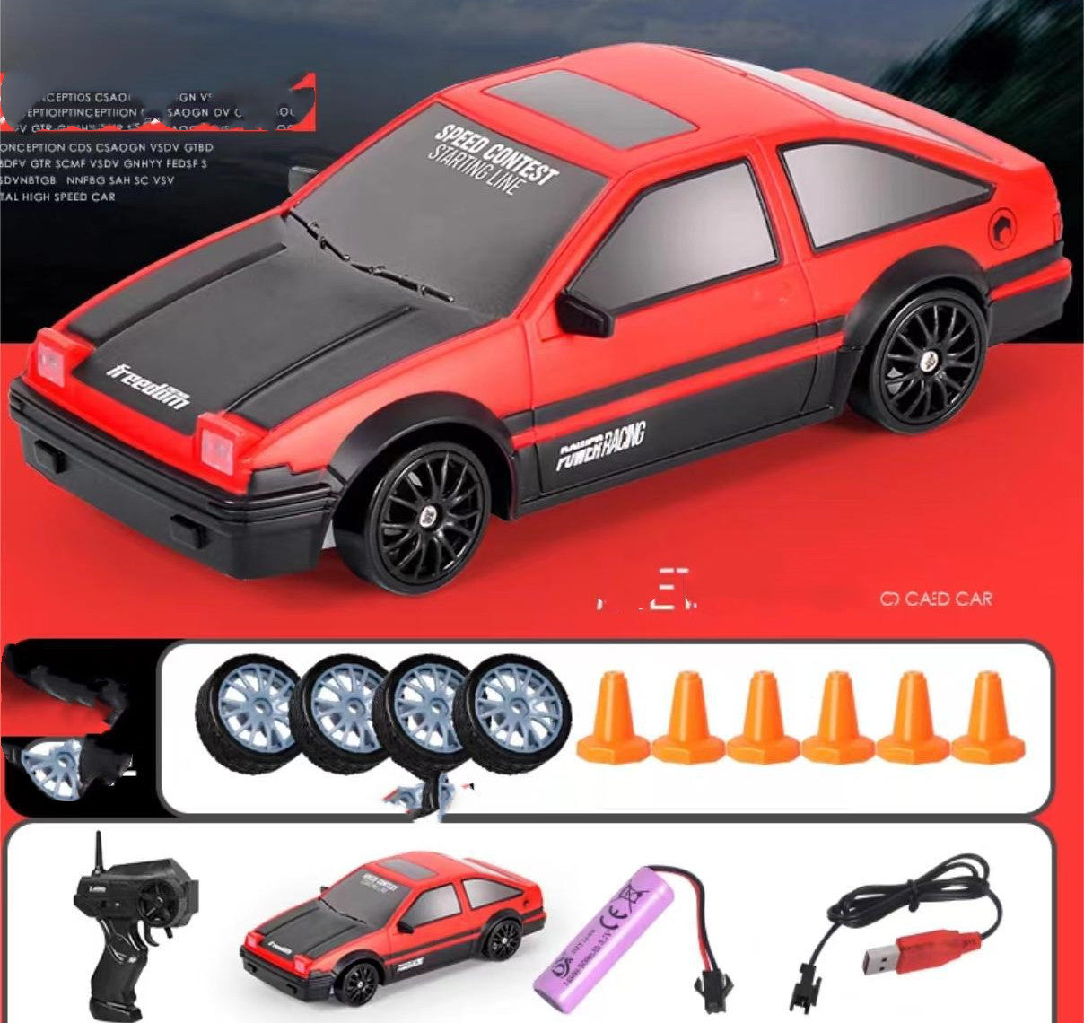 Drift Rc Car 4WD RC Drift Car Toy Remote Control GTR Model AE86 Vehicle Car RC Racing Car Toys For Children Christmas Gifts 2.4G