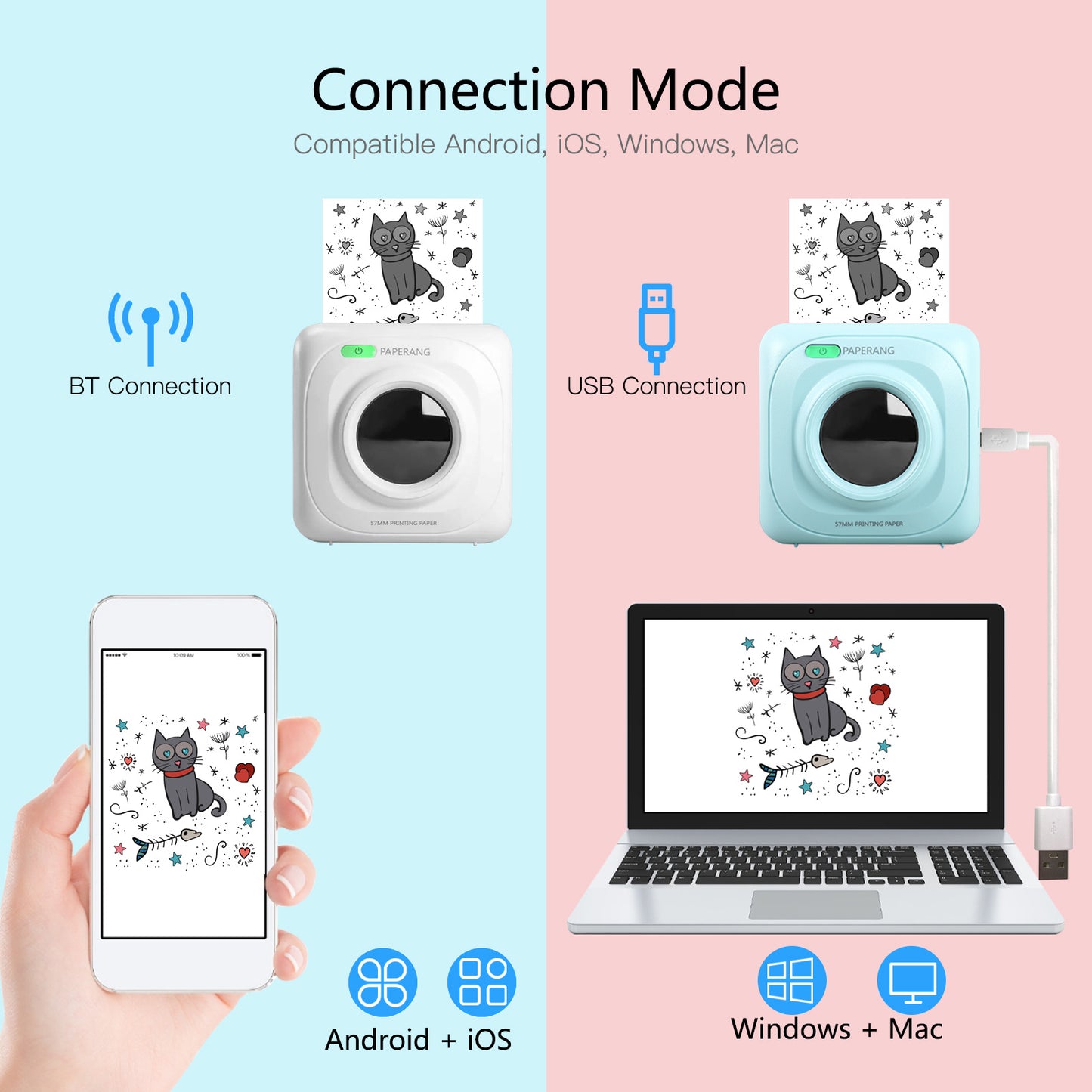 Label Printer Bluetooth Thermal Sticker Smart