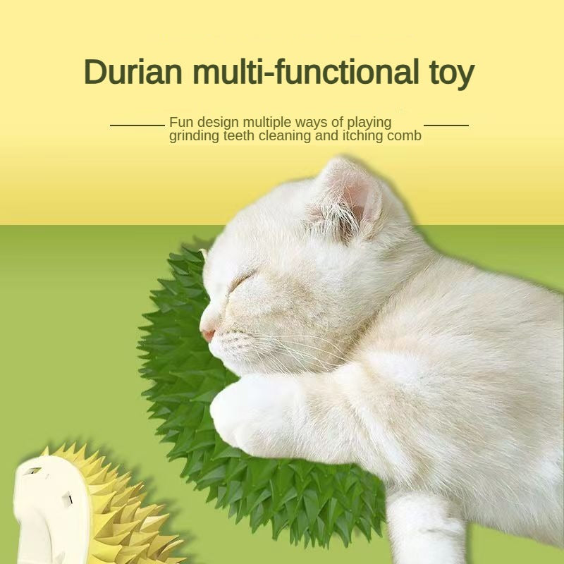 Durian Cat Brush, Self-Grooming Device for Dogs and Cats, Wall/Corner Scratching/Massage Combs in Durian Shape