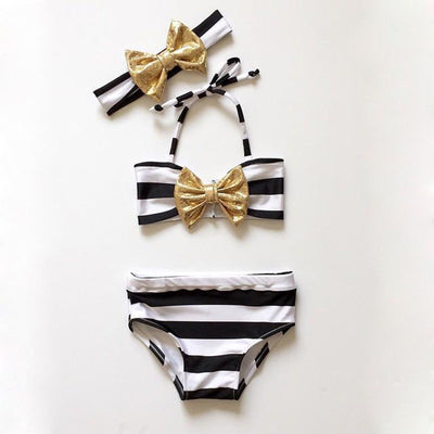 Baby girl striped bow bikini beachwear