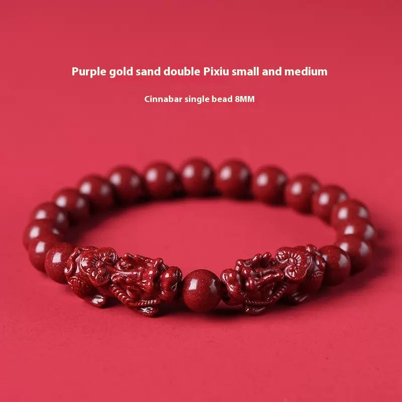 High-content Natural Raw Ore Cinnabar Ruyi Pi Xiu Bracelet