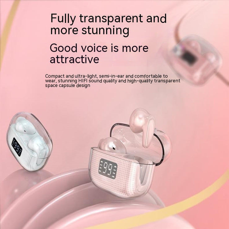 Tws Wireless Fully Transparent Space Capsule Half In-ear Bluetooth Headset