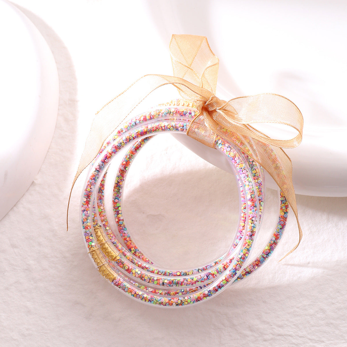 Plastic Tube Gold Powder Particles Sequins Five Bracelets