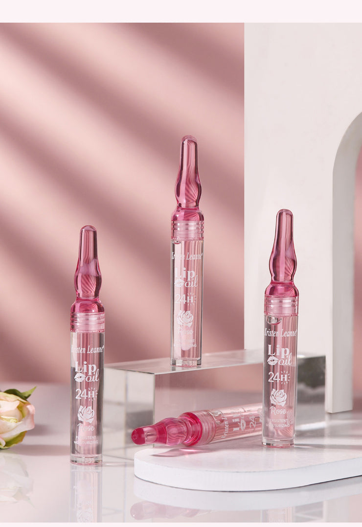 Lang wirkender, wasserbindender Lipgloss mit Rosenblütenblättern