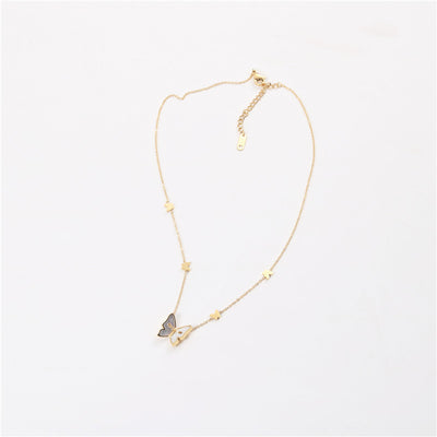 Shell Butterfly Necklace Ins Cold Style 18K Gold